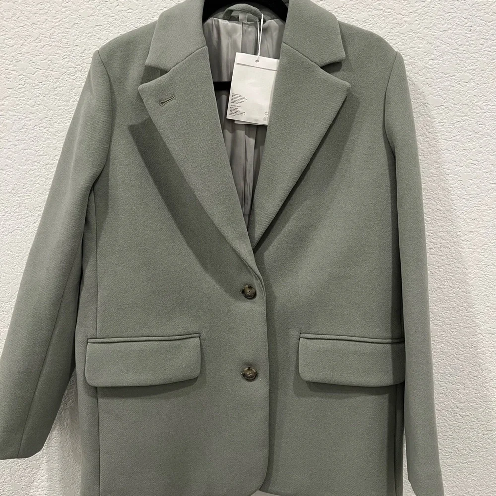 & Other Stories Women's Green Sage Coat Jacket Blazer S M US 4 NWT - Picture 3 of 5